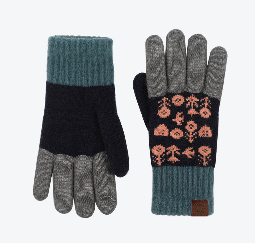 Vintage Jacquard Knitted Gloves