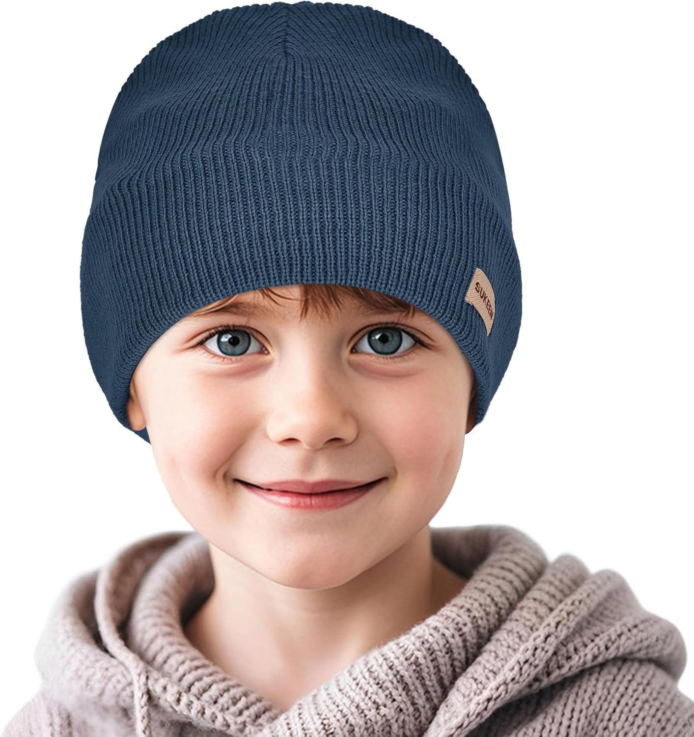 Sukeen Kids Beanie Hat for Girls Boys Seepage Proof Warm Skull Cap Soft Cold Weather Hat Ages 4-12 for Daily Outdoor