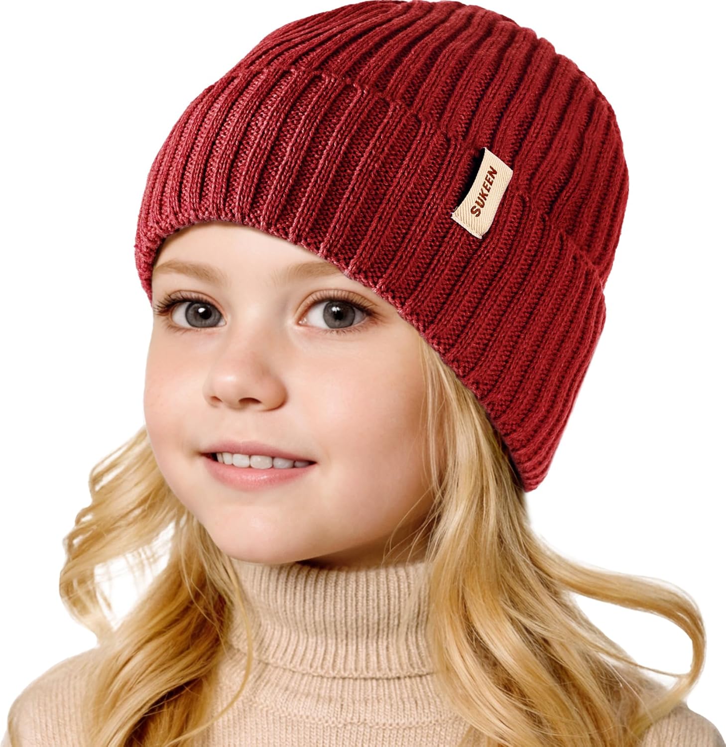 Sukeen Kids Winter Beanie Hat for Girls Boys Seepage Proof Kids Warm Knitted Hat Age 3-10 Kids Skull Cap for Daily Outdoor