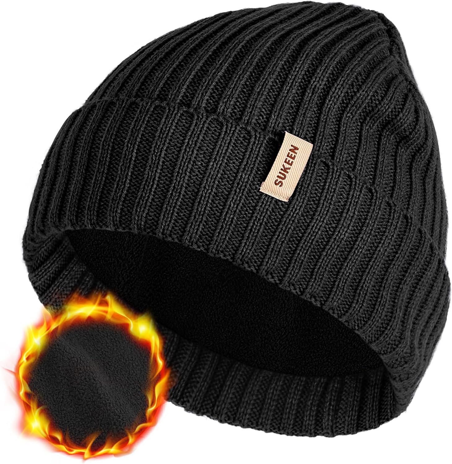 Sukeen Winter Beanie for Men Women Fleece Lined Soft Warm Cuffed Knit Hat Anti-Seepage Skull Cap for Cold Weather